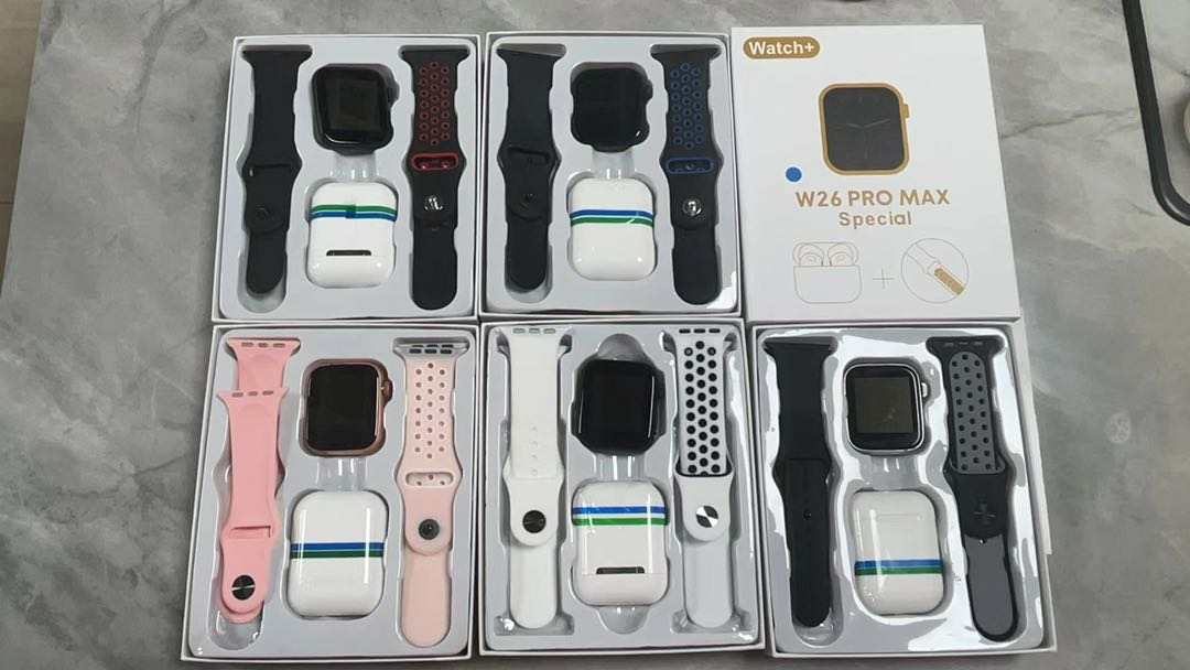 W26 Promax Smart Watch with free Earbuds and Extra Straps