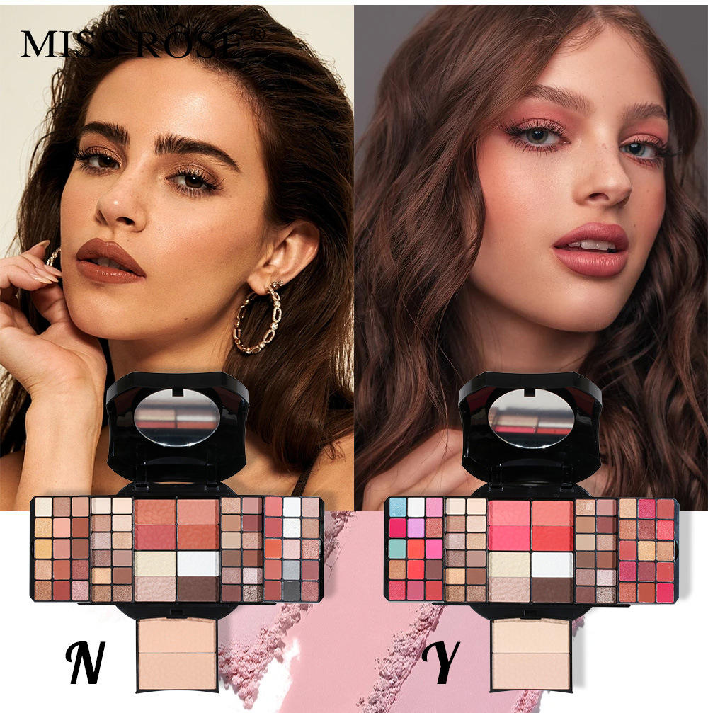 Full Makeup Kit with 54 color Eye shadow, 4 color blushers, 2 color highlighter, 2 color face powder, 2 color bronzers, all in one makeup set