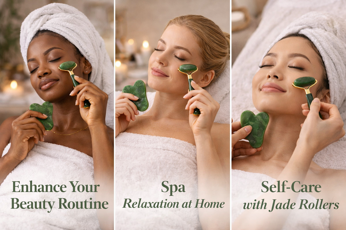 Jade Roller & Gua Sha Set Facial Beauty Tools, Face Roller Skin Massager for Face, Neck and Eye