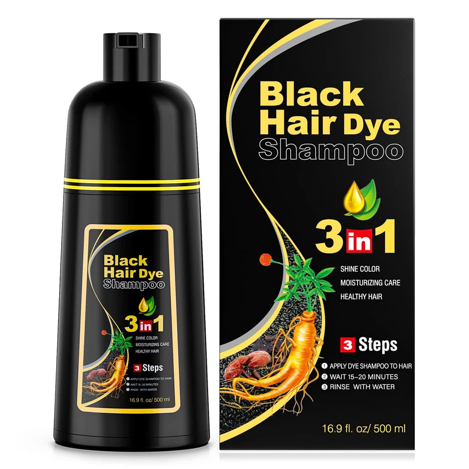 500ml 3 in 1 MEIDU Ginger Black Hair Dye Shampoo, Cleanse, Treat and Color
