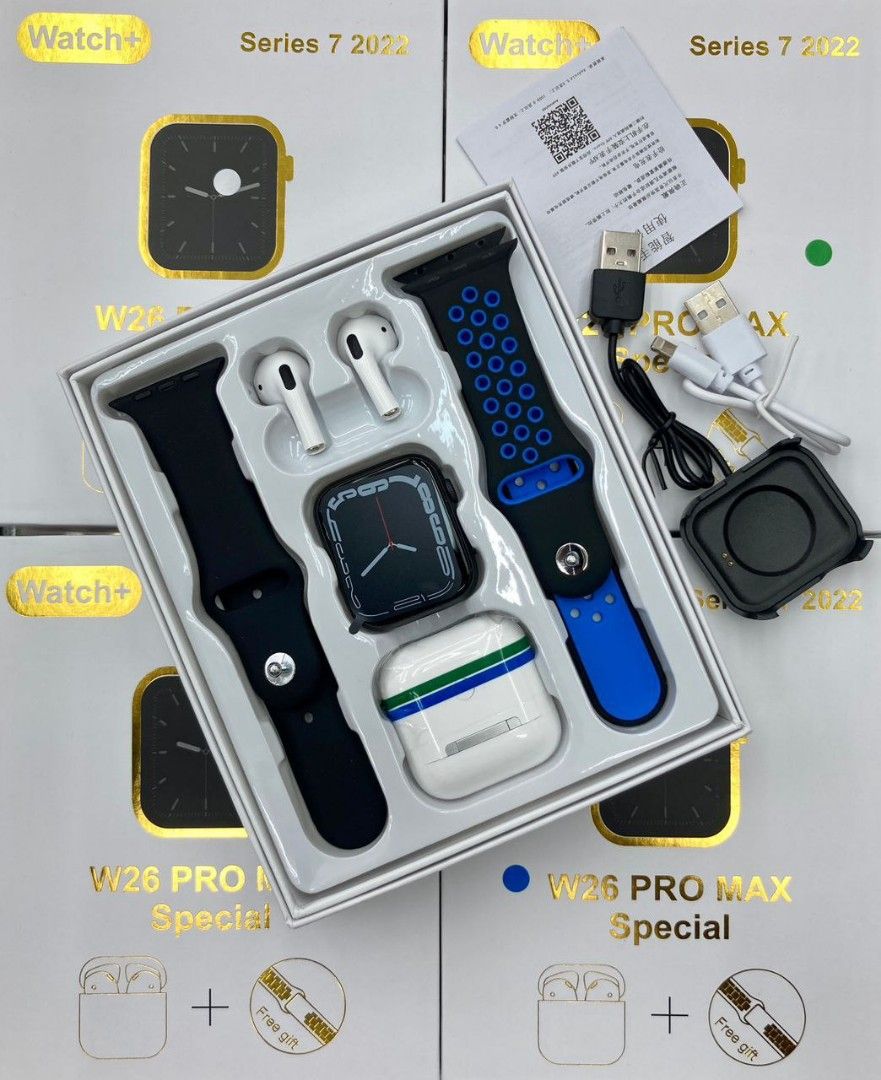 W26 Promax Smart Watch with free Earbuds and Extra Straps