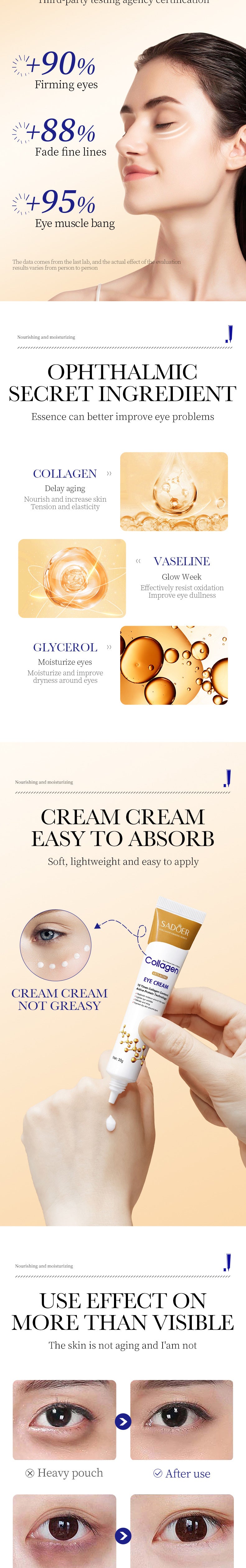 Collagen Anti Aging Eye Cream Best Repair for Dark Circles and Instant Eye Bag Removal