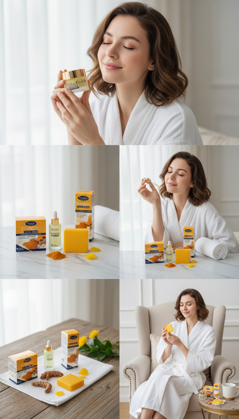 100% Organic Turmeric Face Combo, Turmeric Serum+Turmeric Cream + Turmeric Soap.