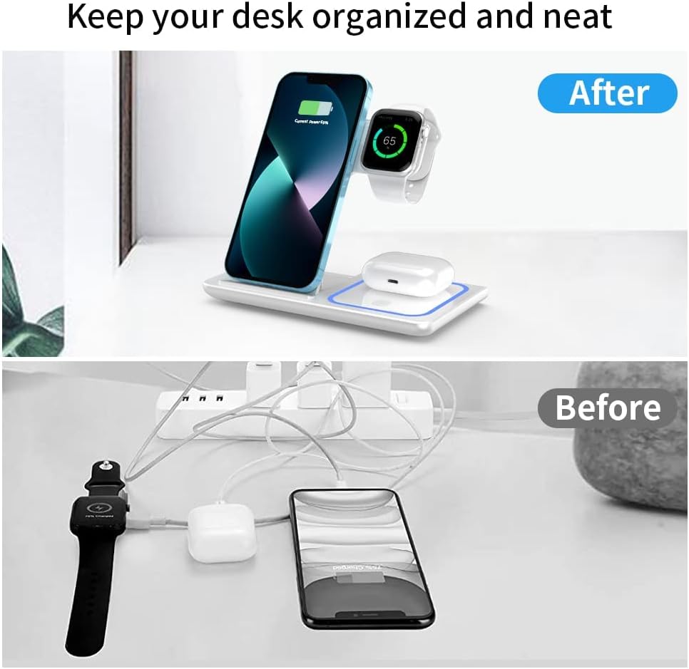 3 in 1 Wireless Charger for compatible Phones, Earbuds and Smart Watches