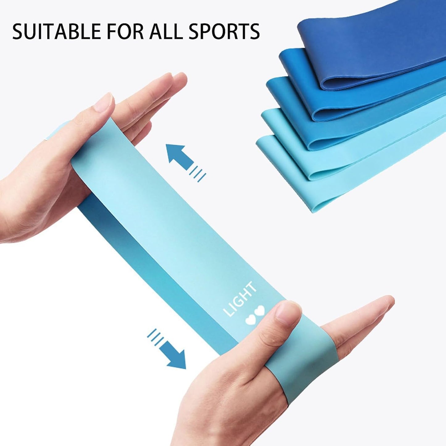 5pack High Quality Elastic Fitness Blue Resistance Band Set  for Exercise