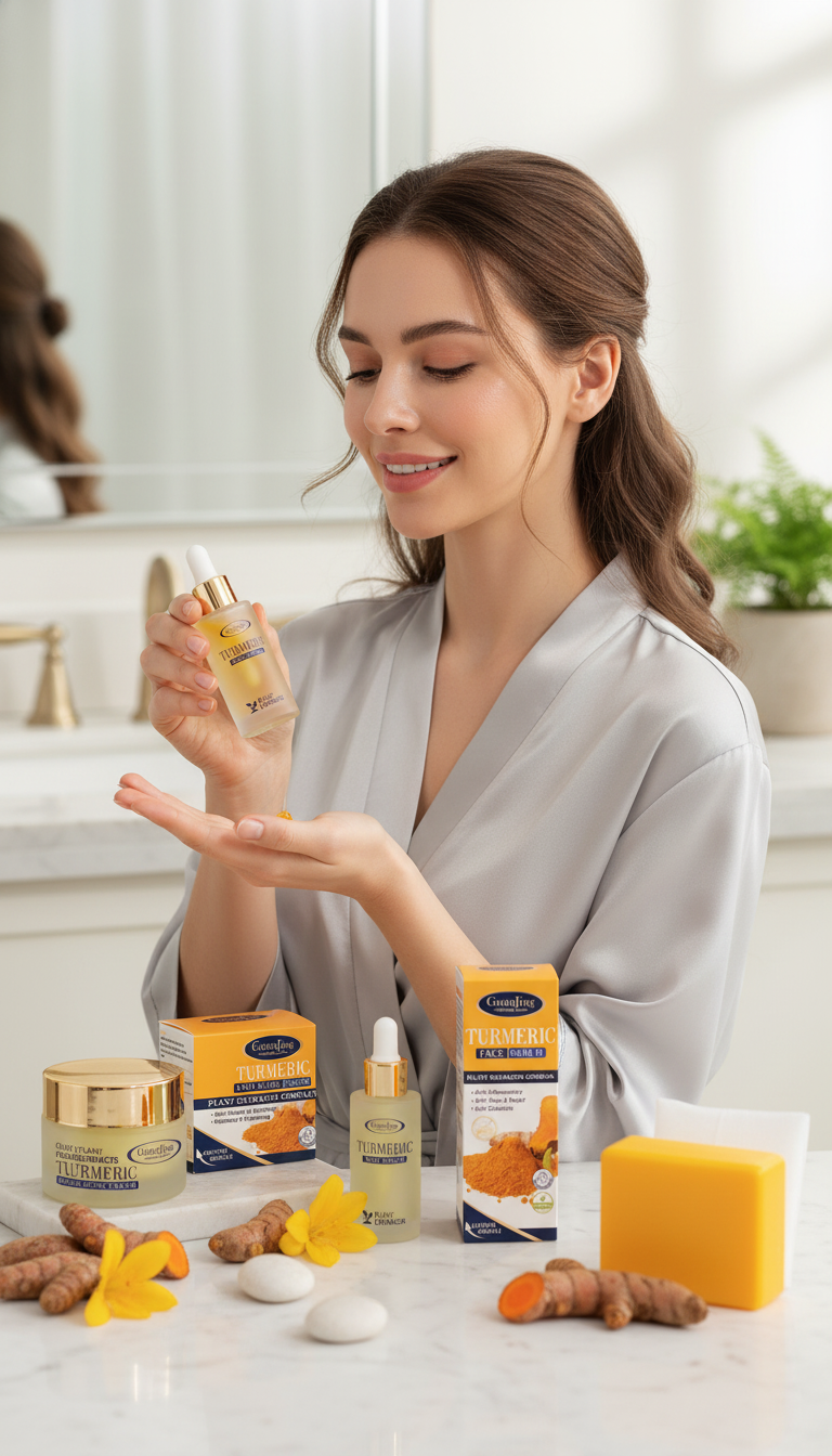 100% Organic Turmeric Face Combo, Turmeric Serum+Turmeric Cream + Turmeric Soap.