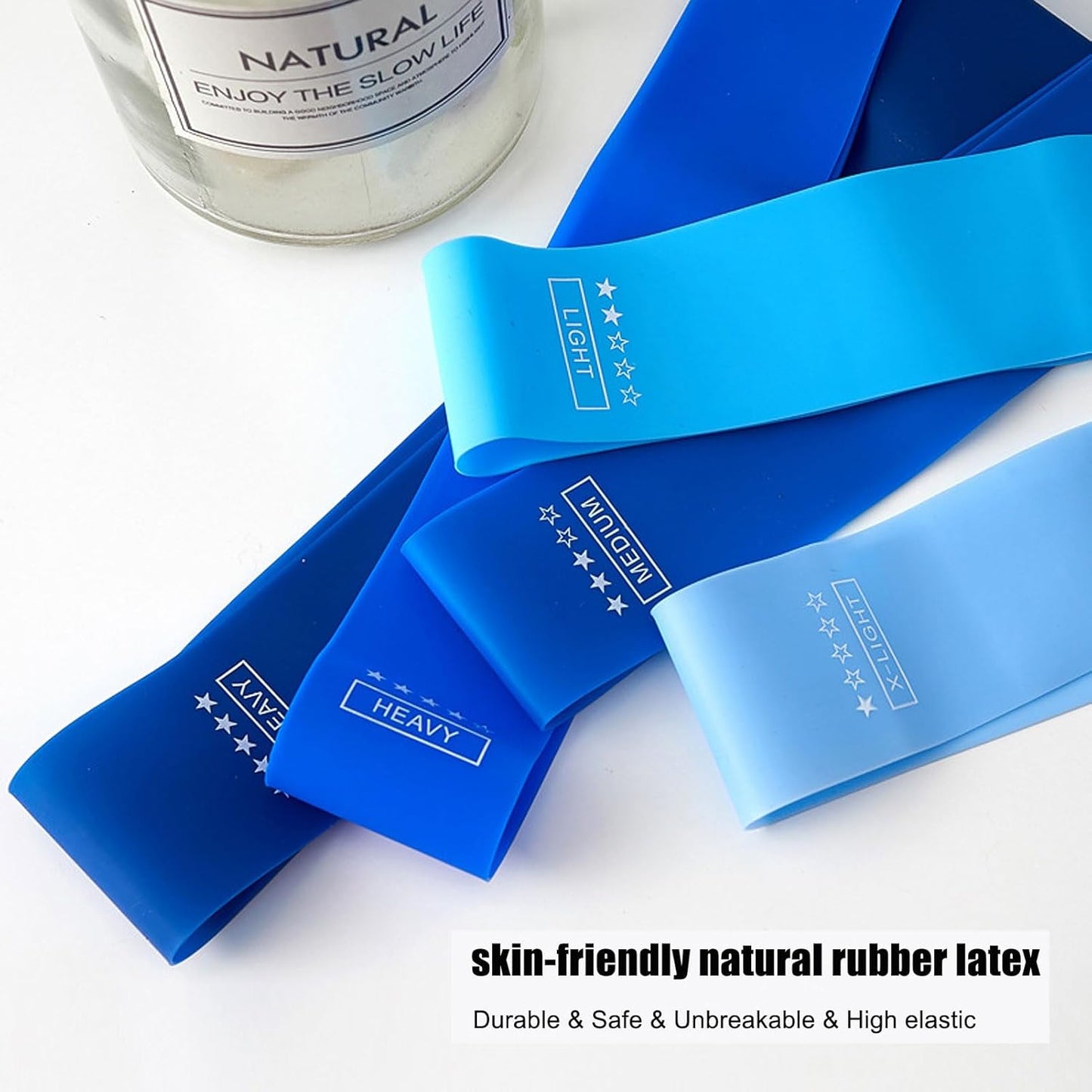 5pack High Quality Elastic Fitness Blue Resistance Band Set  for Exercise