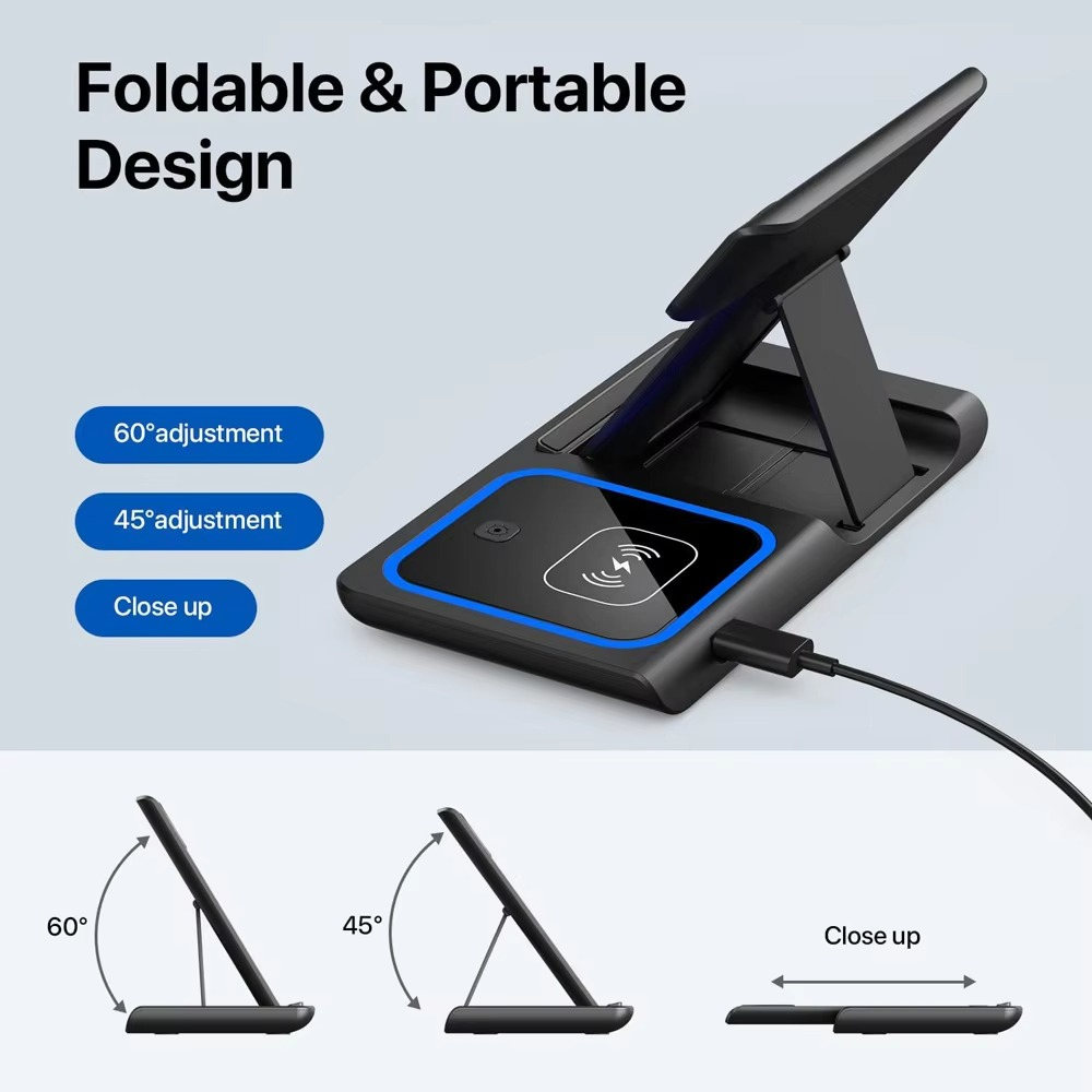 3 in 1 Wireless Charger for compatible Phones, Earbuds and Smart Watches