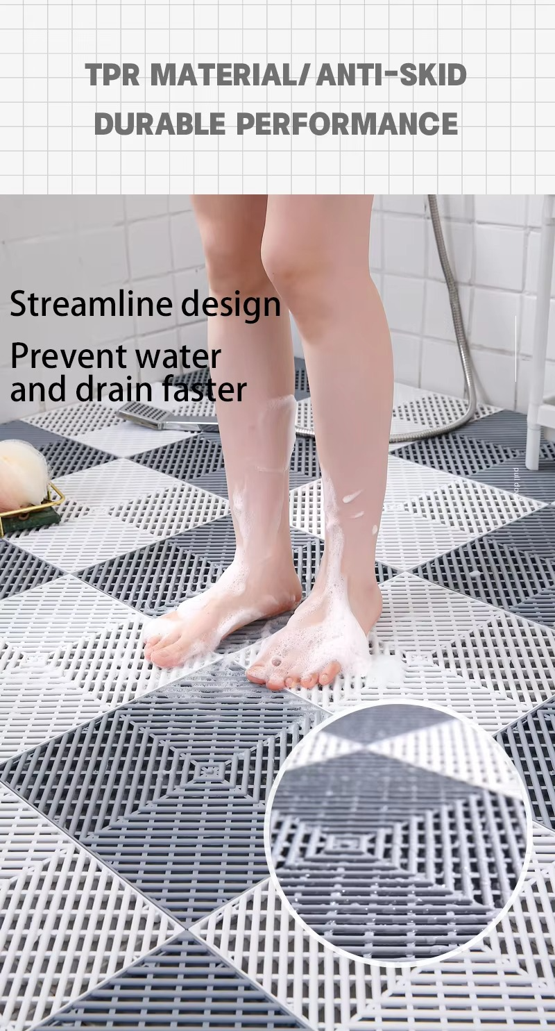 Anti Slip Bathroom Mat with Foot scrubber and Maassager