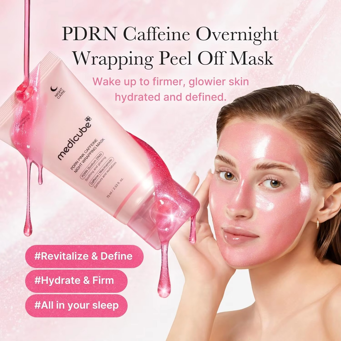 Medicube PDRN Caffeine Night Wrapping Mask For Glass Glow skin