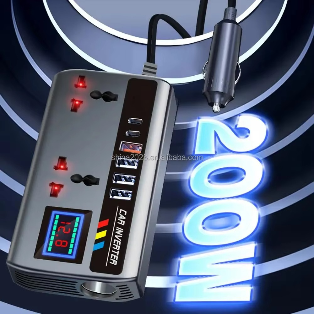 Portable Automotive Car Inverter from 12V/24V DC Power to 220V Fast Charging AC Power