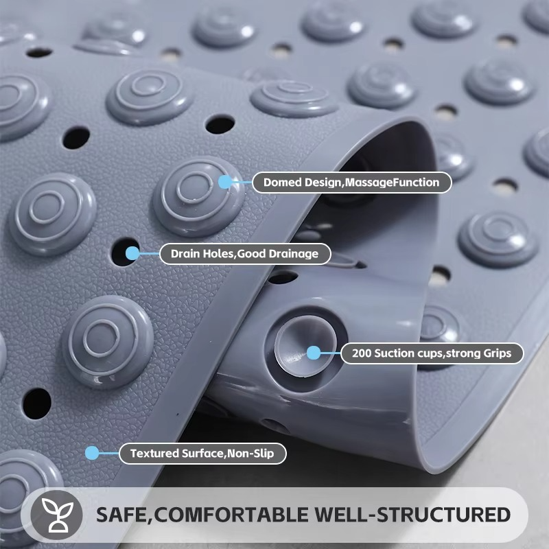 Anti Slip Bathroom Mat with Foot scrubber and Maassager