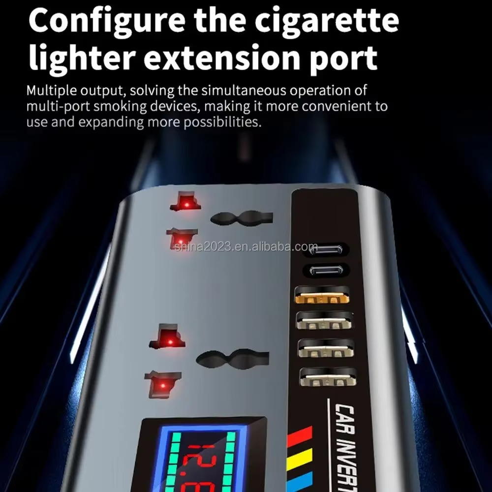 Portable Automotive Car Inverter from 12V/24V DC Power to 220V Fast Charging AC Power