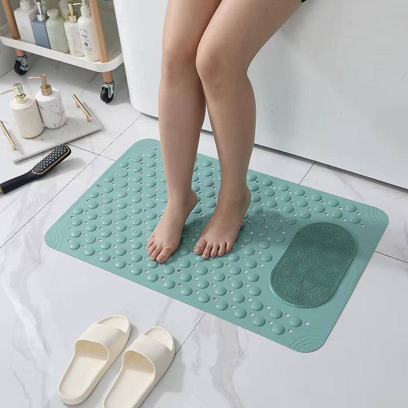 Anti Slip Bathroom Mat with Foot scrubber and Maassager