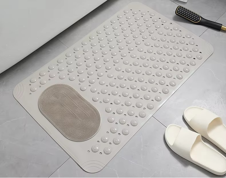 Anti Slip Bathroom Mat with Foot scrubber and Maassager
