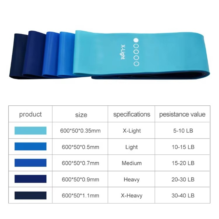 5pack High Quality Elastic Fitness Blue Resistance Band Set  for Exercise
