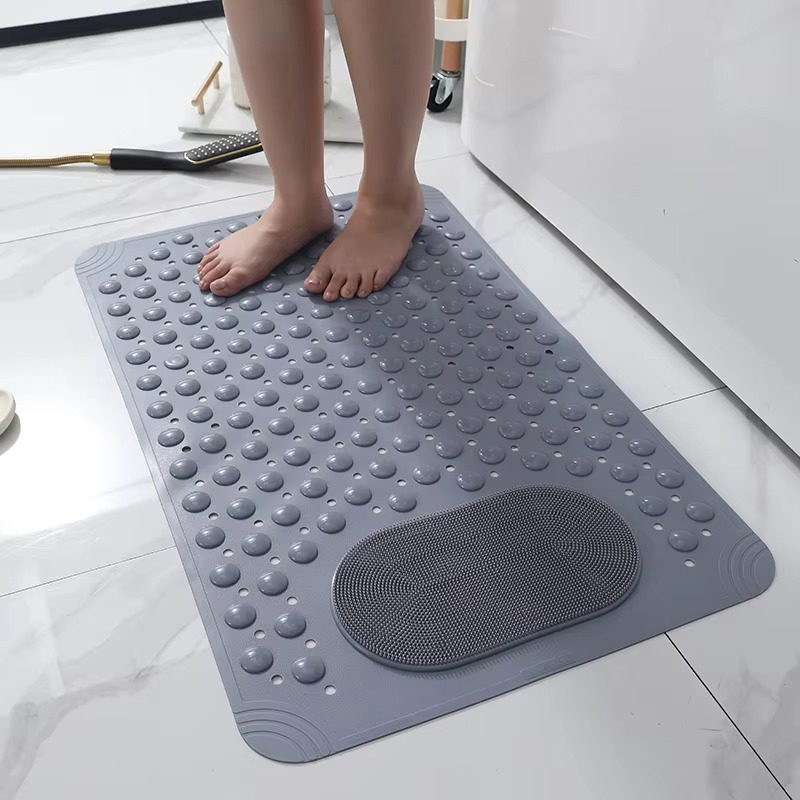 Anti Slip Bathroom Mat with Foot scrubber and Maassager