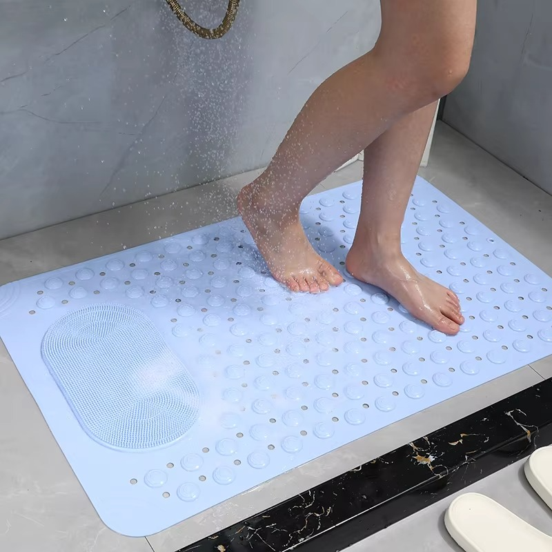 Anti Slip Bathroom Mat with Foot scrubber and Maassager