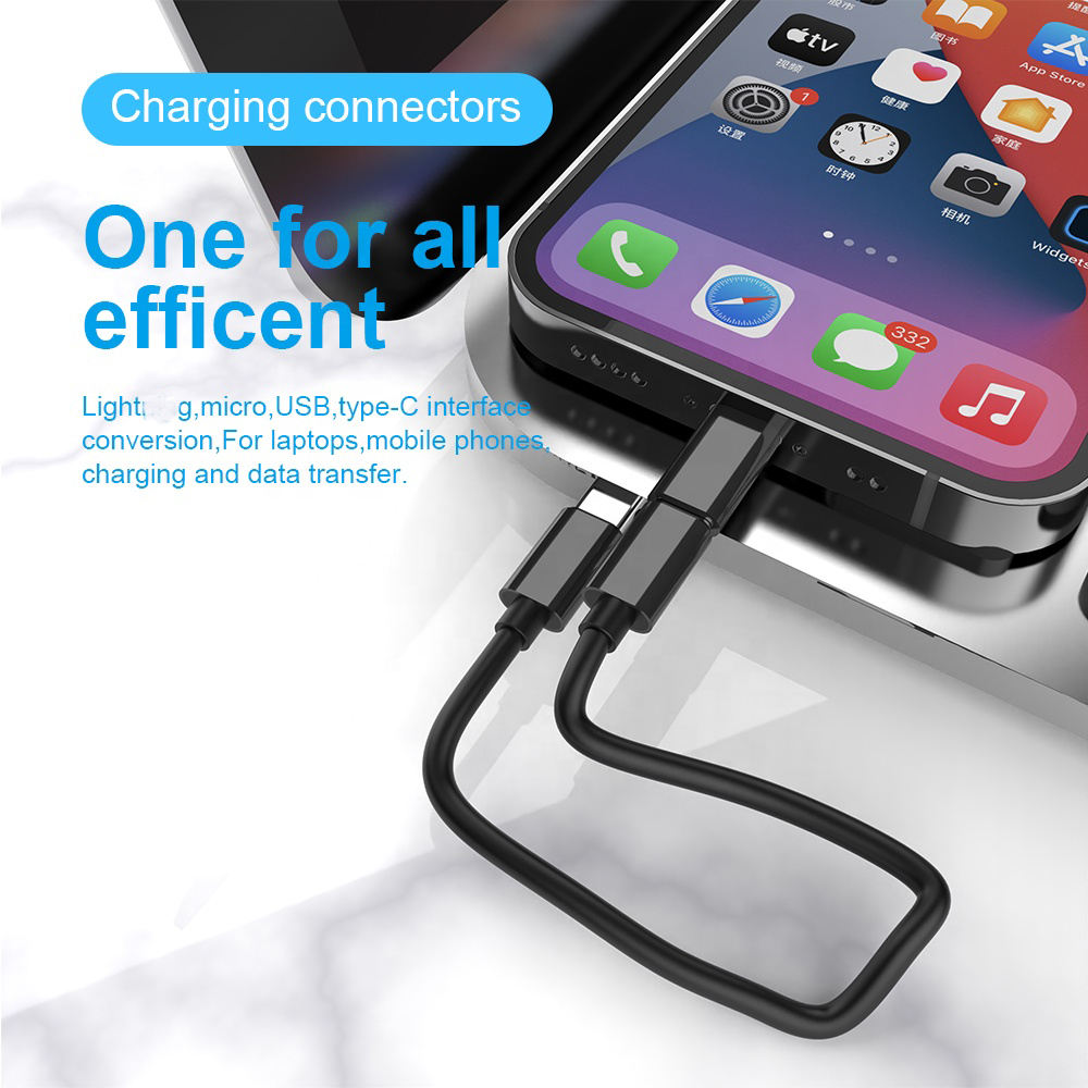 6 In 1 60W fast charging Data cable set Phone Holder with  Pin Eject, for type C, Iphone and Micro USB