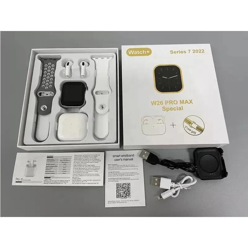 W26 Promax Smart Watch with free Earbuds and Extra Straps