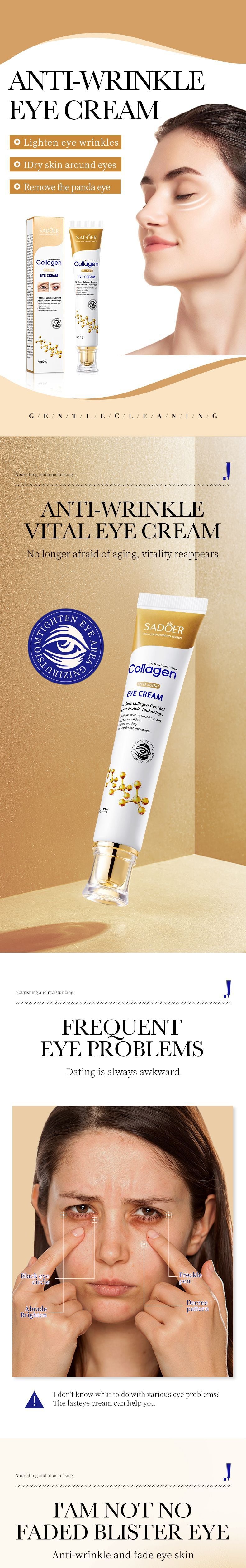 Collagen  Anti Aging Eye Cream Best  Repair for Dark Circles and Instant Eye Bag Removal