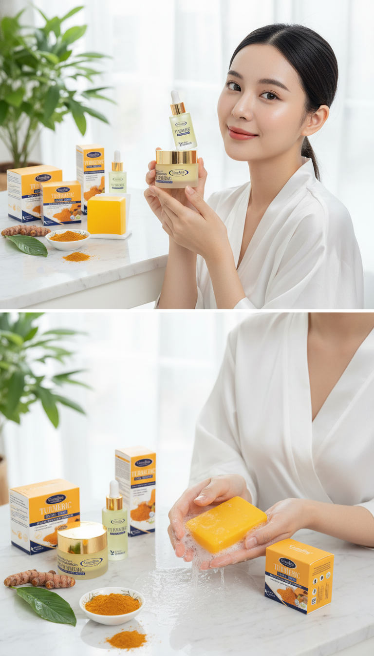 100% Organic Turmeric Face Combo, Turmeric Serum+Turmeric Cream + Turmeric Soap.