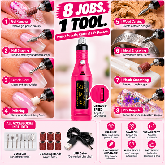 All-in-One Electric Nail Drill & DIY Tool  and 2pc Free Gel polish