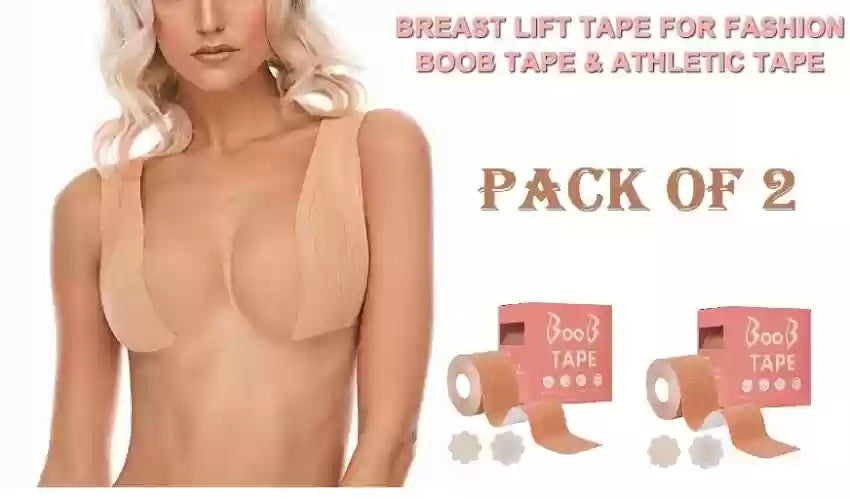 2pack Breast lifting tape, breathable Roll Adhesive 5cm Waterproof Boob Lifting Tape Breast Lift Tape Boob Body Tape for Women