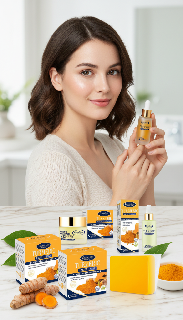 100% Organic Turmeric Face Combo, Turmeric Serum+Turmeric Cream + Turmeric Soap.