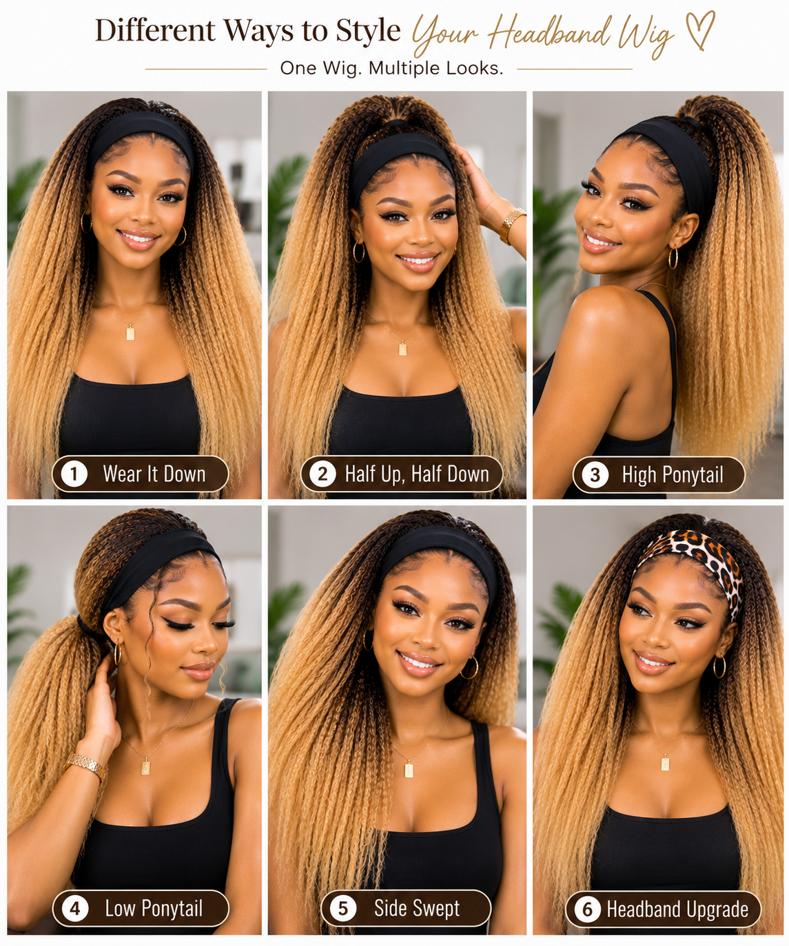 High Quality Kinky Straight Headband Wig