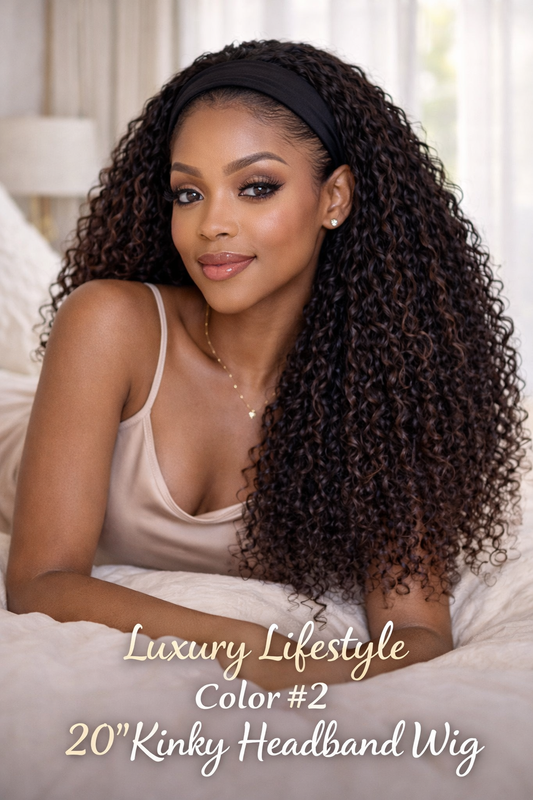 20 inch Human Hair Blend Headband Wig – Wavy Yaki & Kinky Styles