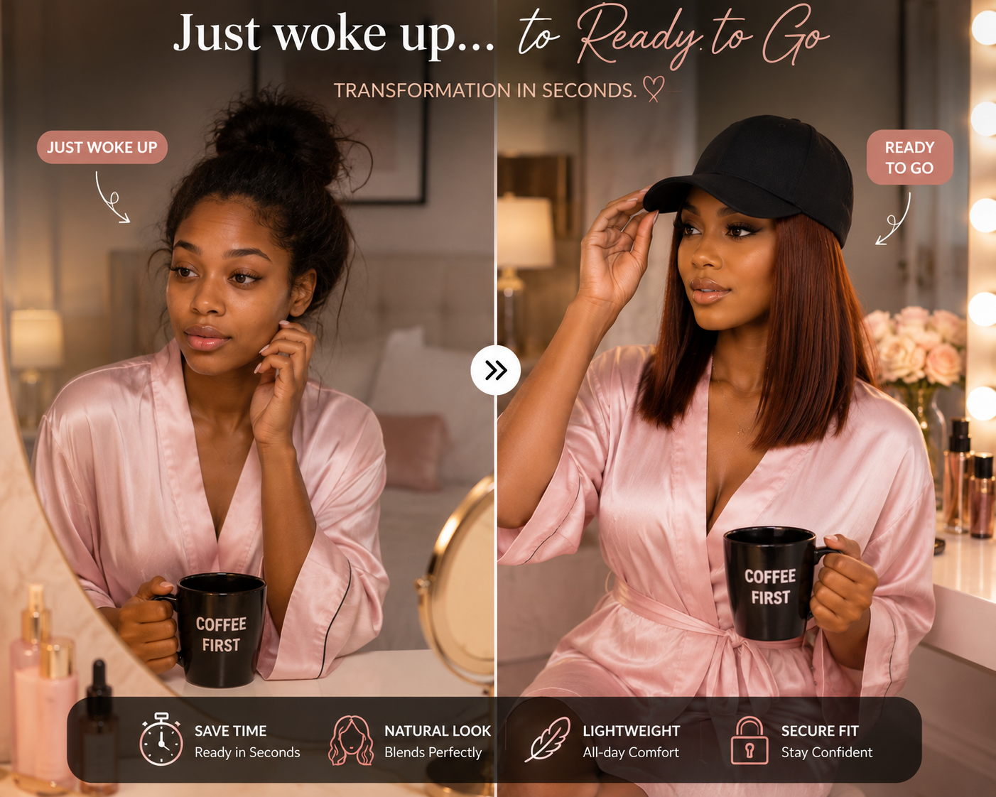Instant Wig Cap with Straight Hair