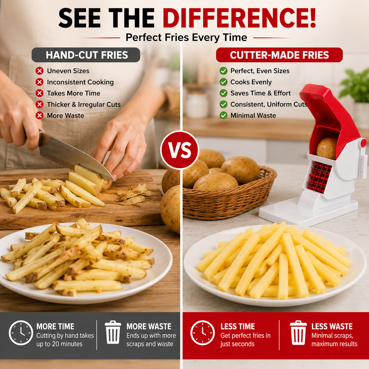 Easy Press Potato Cutter & French Fry Slicer