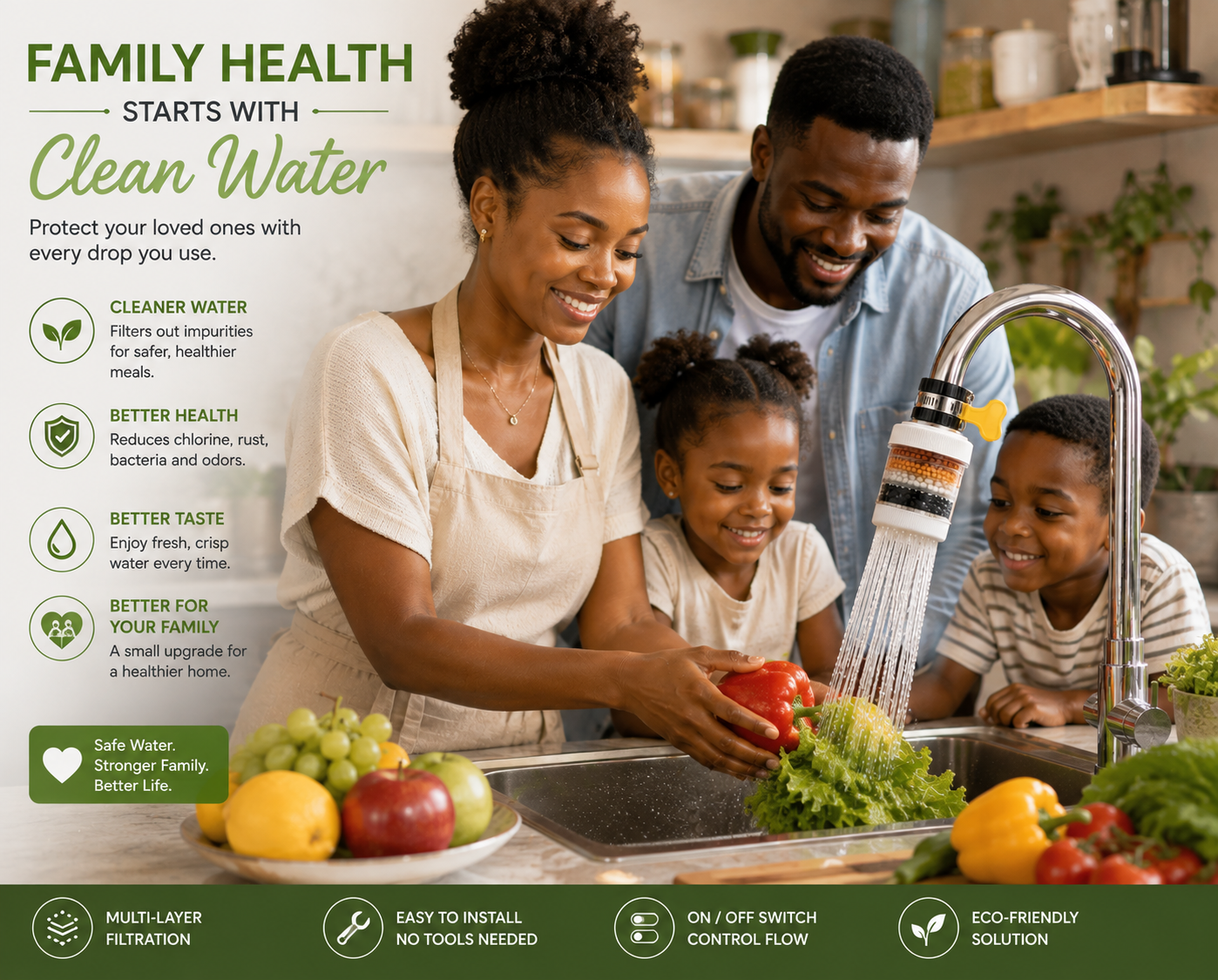 Six-Layer Removable, Reusable and Washable Household Faucet Filter