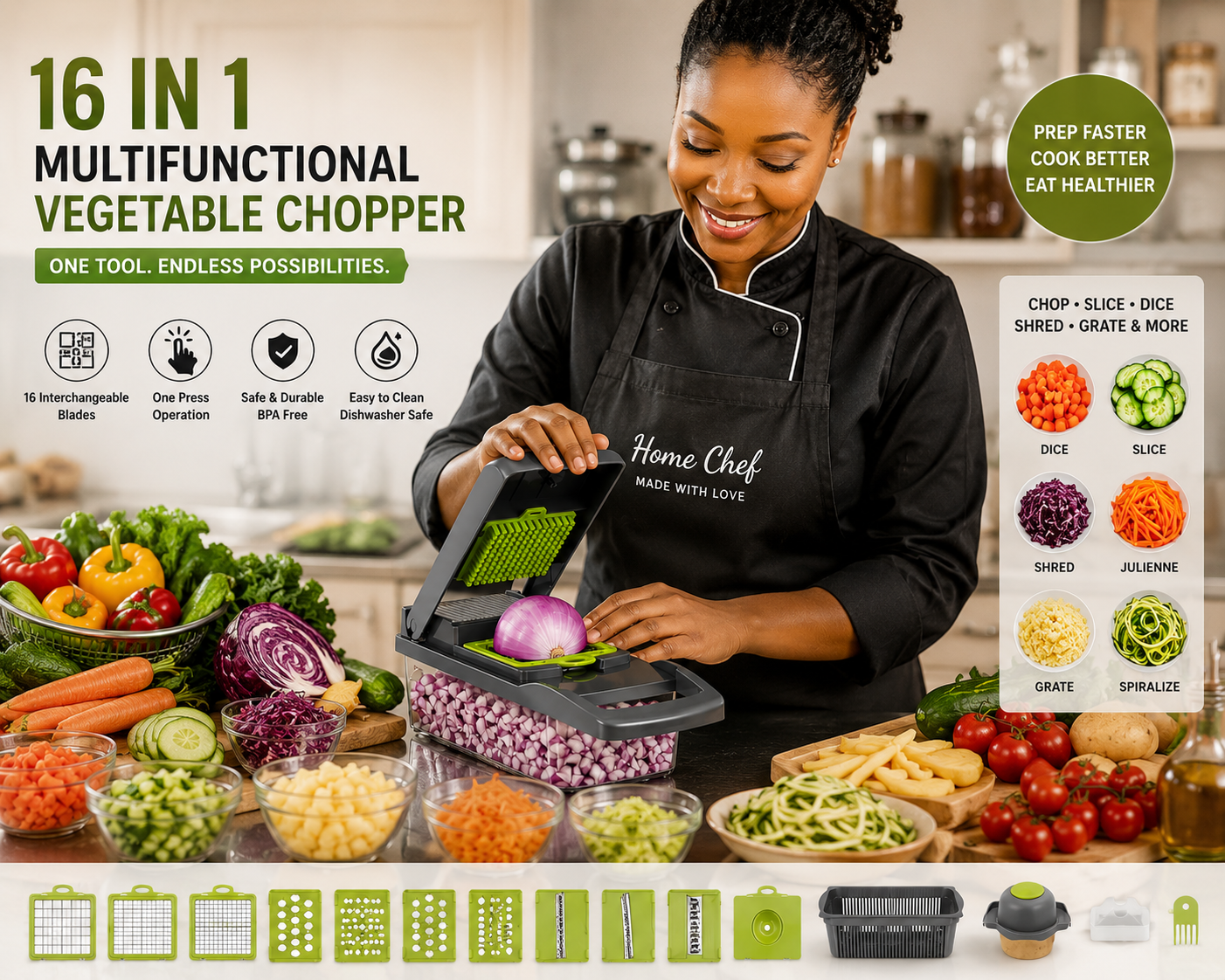 16 in 1 Multifunctional Vegetable Chopper and Slicer
