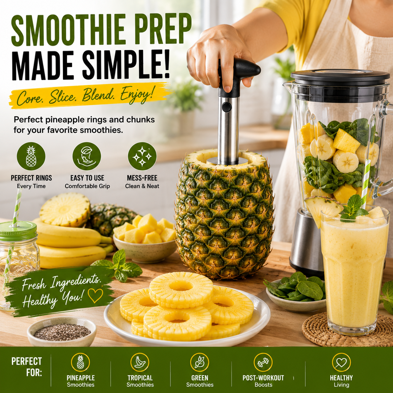 3 in 1 Pineapple Peeler, Corer and Slicer