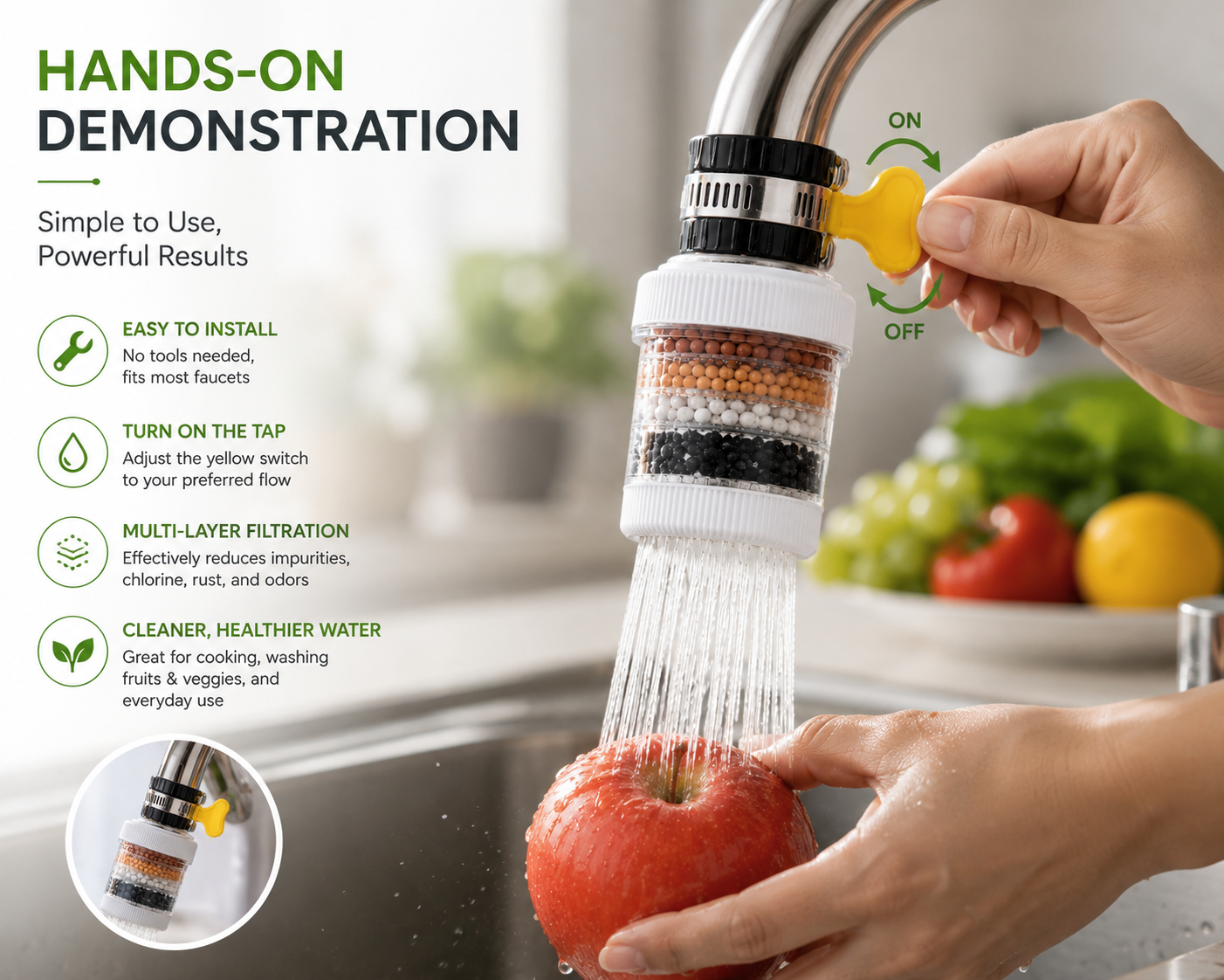Six-Layer Removable, Reusable and Washable Household Faucet Filter