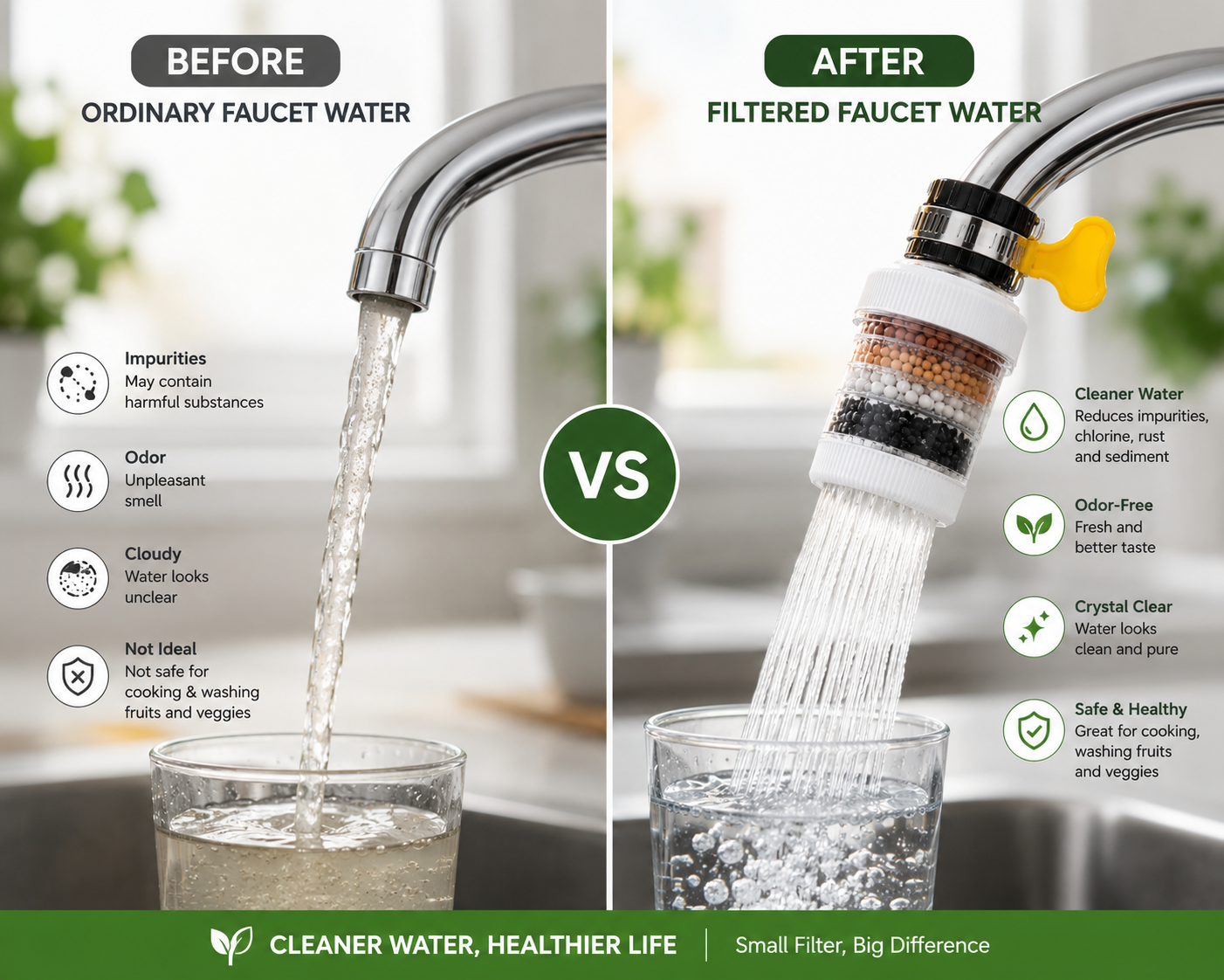 Six-Layer Removable, Reusable and Washable Household Faucet Filter