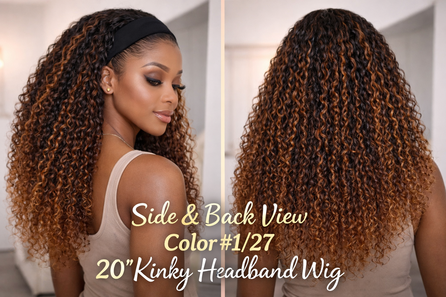 20 inch Human Hair Blend Headband Wig – Wavy Yaki & Kinky Styles