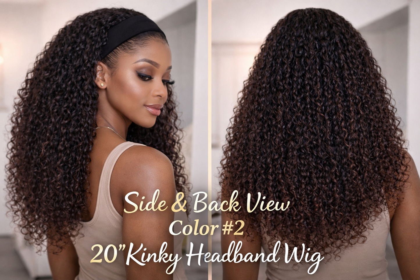 20 inch Human Hair Blend Headband Wig – Wavy Yaki & Kinky Styles