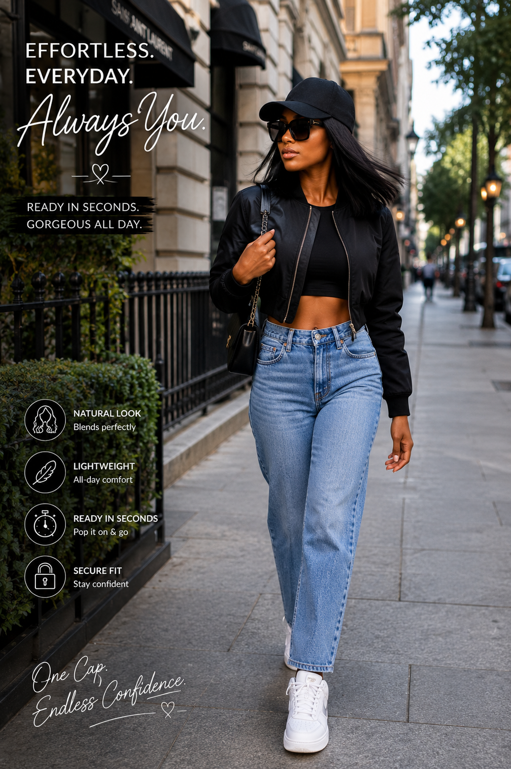 Instant Wig Cap with Straight Hair