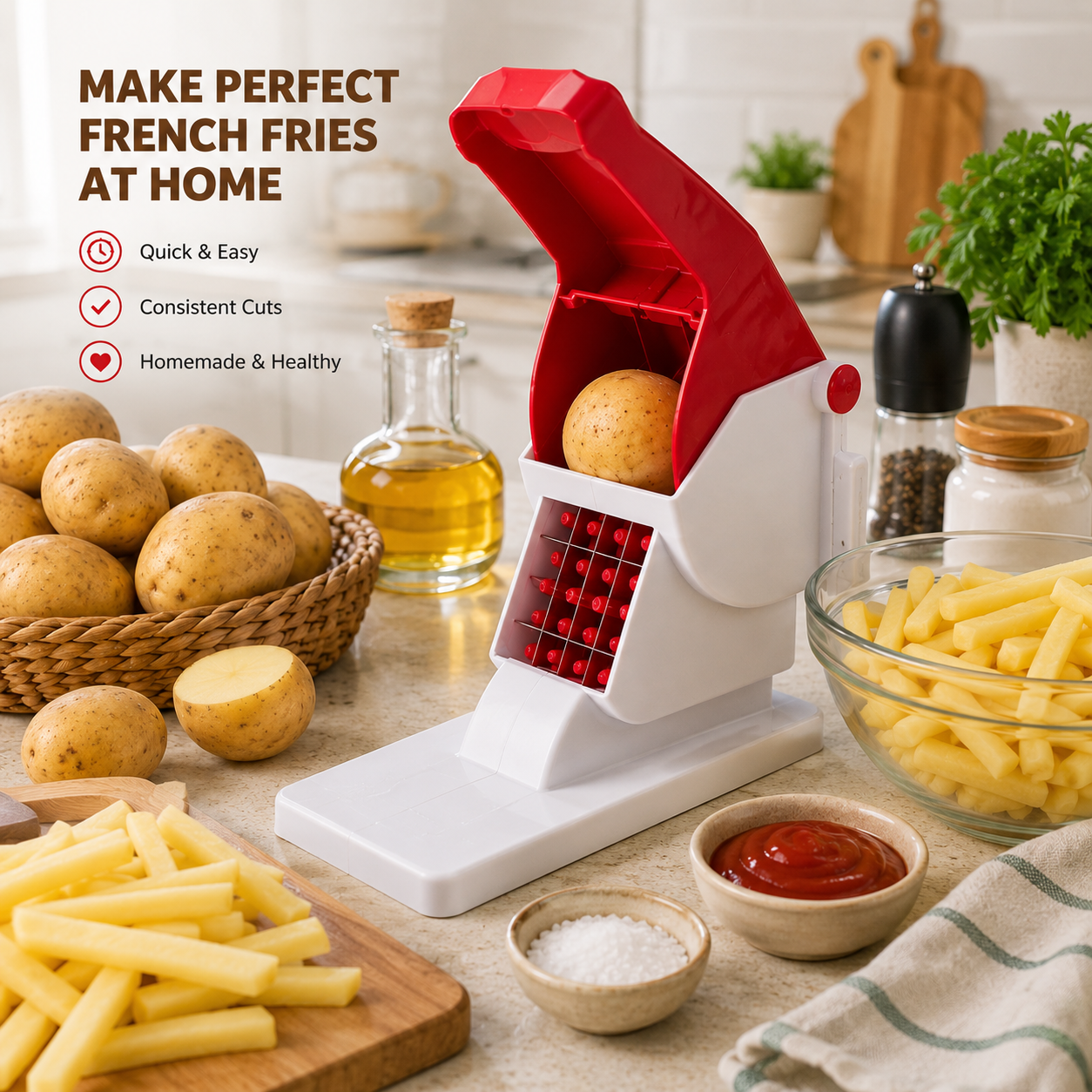 Easy Press Potato Cutter & French Fry Slicer