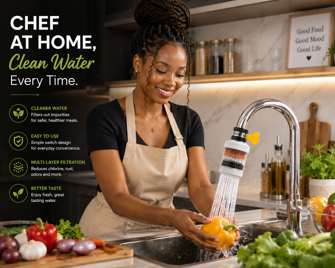 Six-Layer Removable, Reusable and Washable Household Faucet Filter