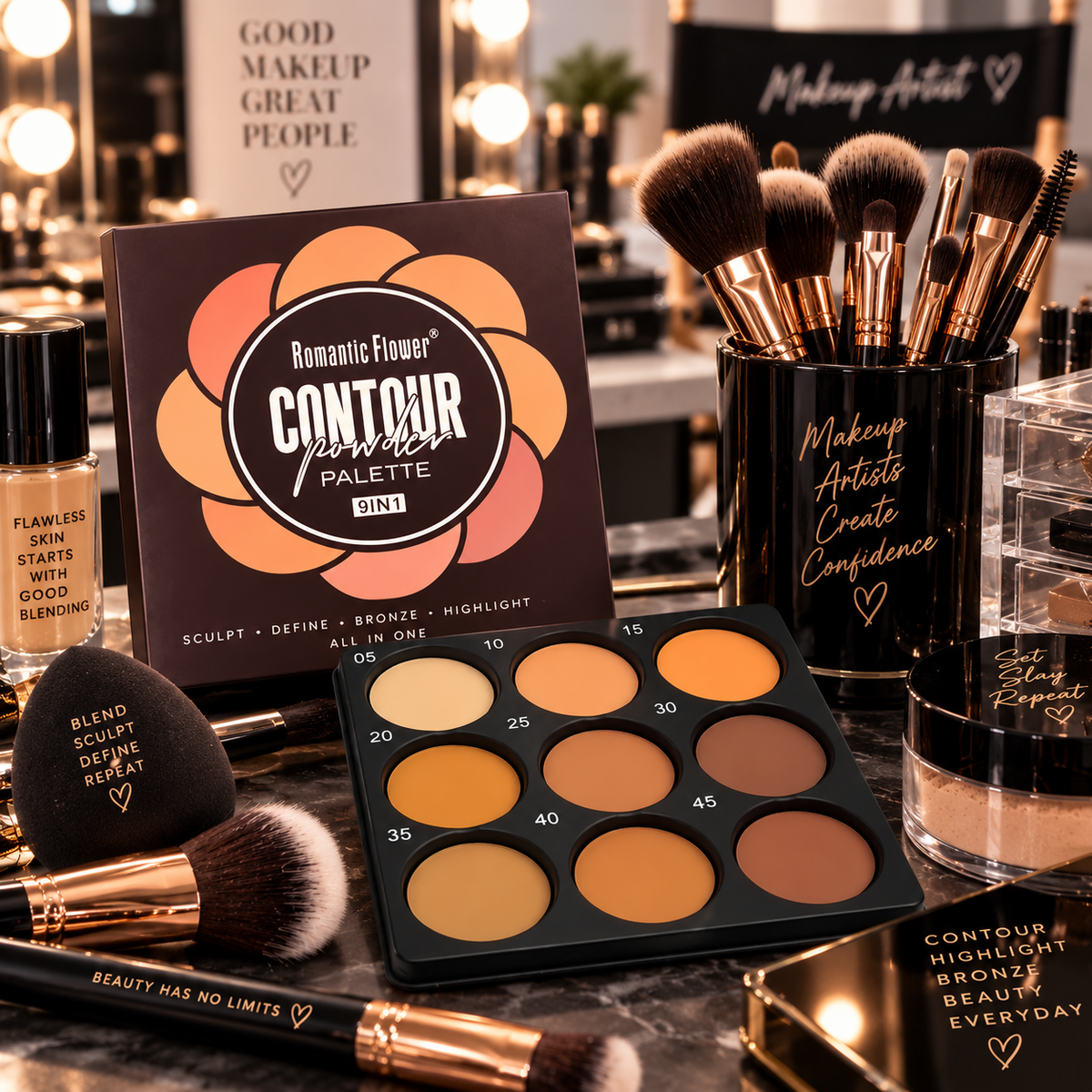 Romantic Flower 9 in 1 Contour Powder Palette