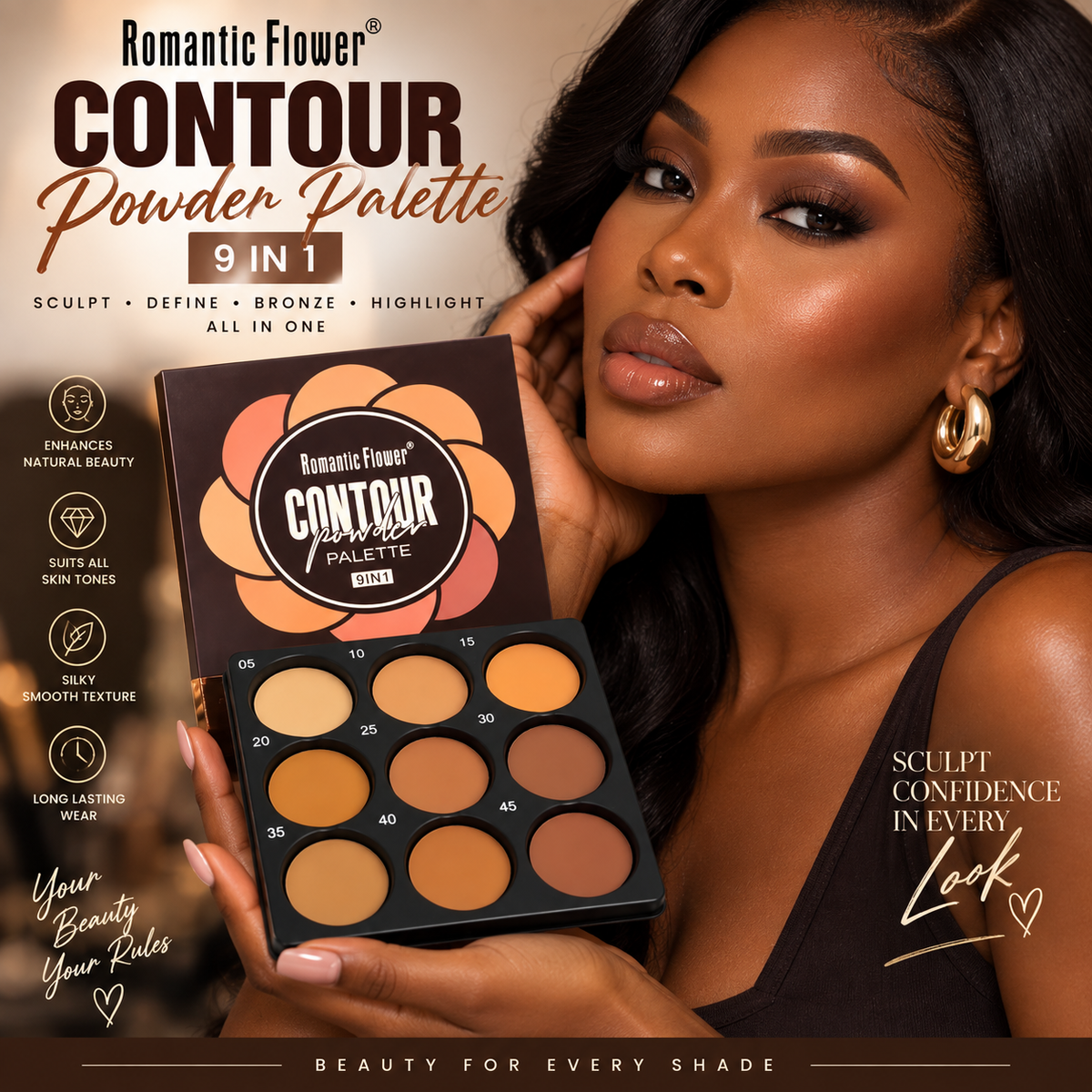 Romantic Flower 9 in 1 Contour Powder Palette