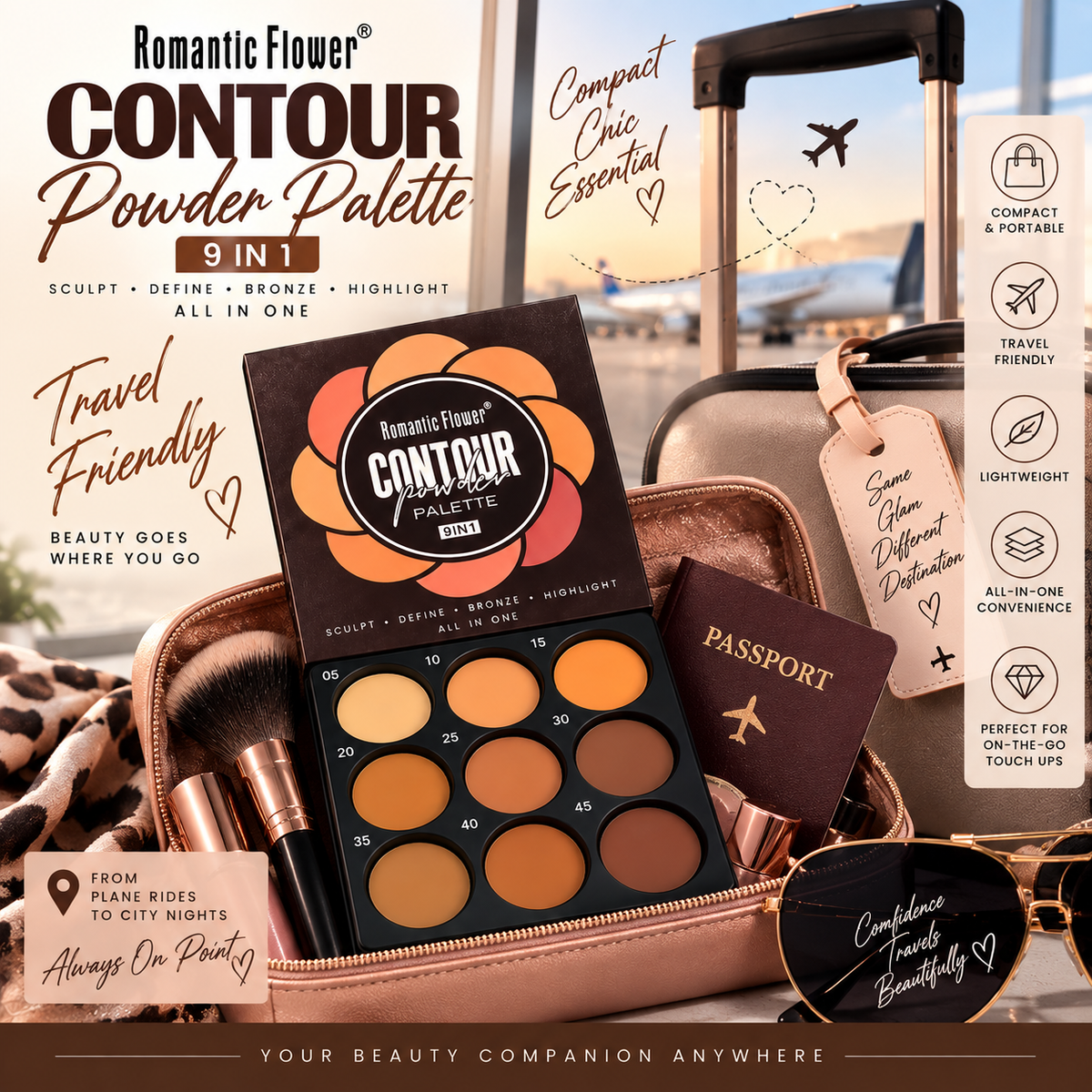 Romantic Flower 9 in 1 Contour Powder Palette