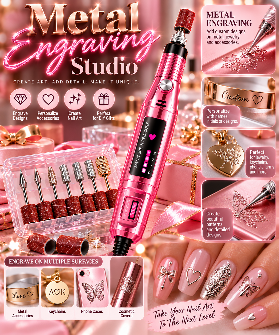 All-in-One Electric Nail Drill & DIY Tool  and 2pc Free Gel polish