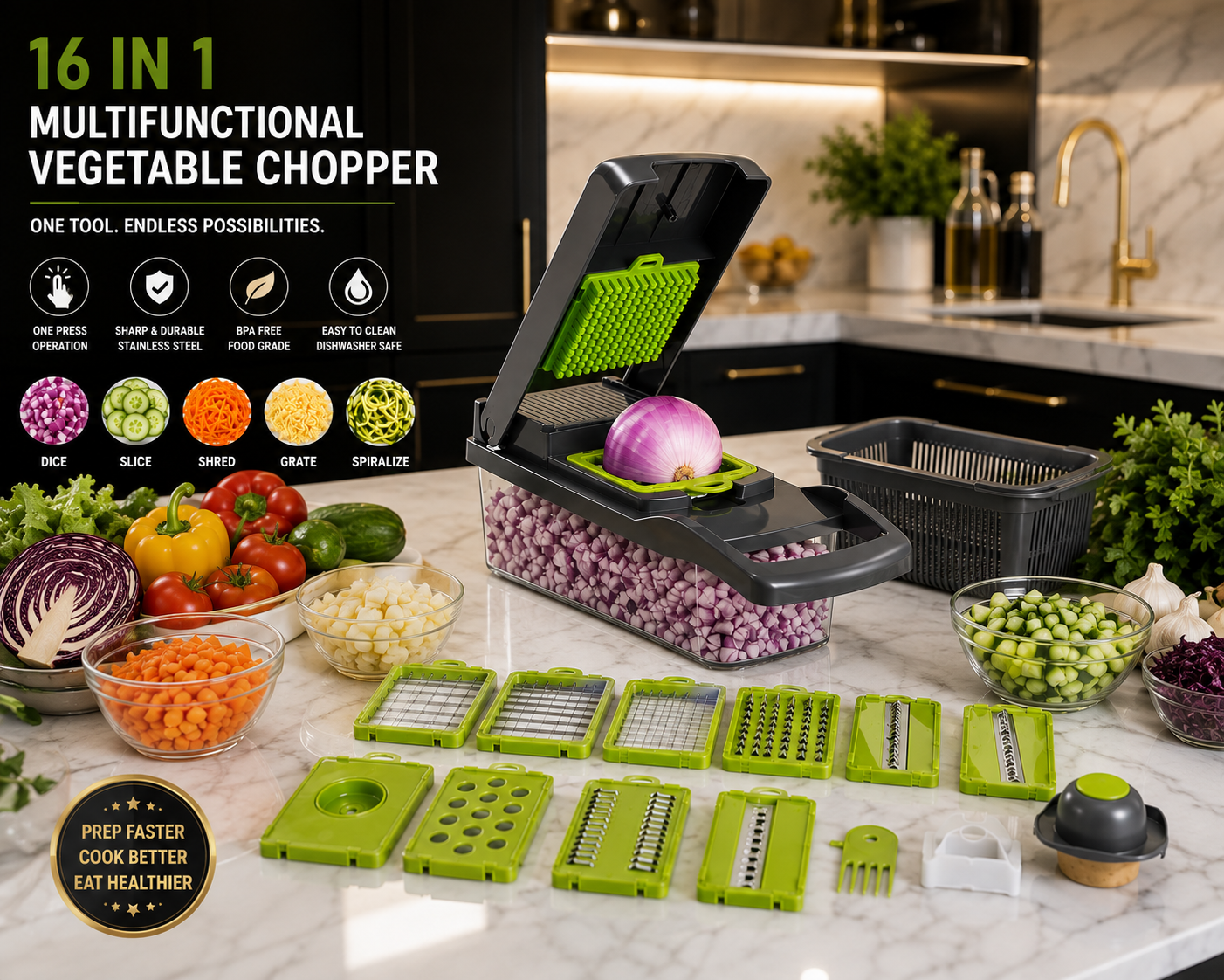 16 in 1 Multifunctional Vegetable Chopper and Slicer