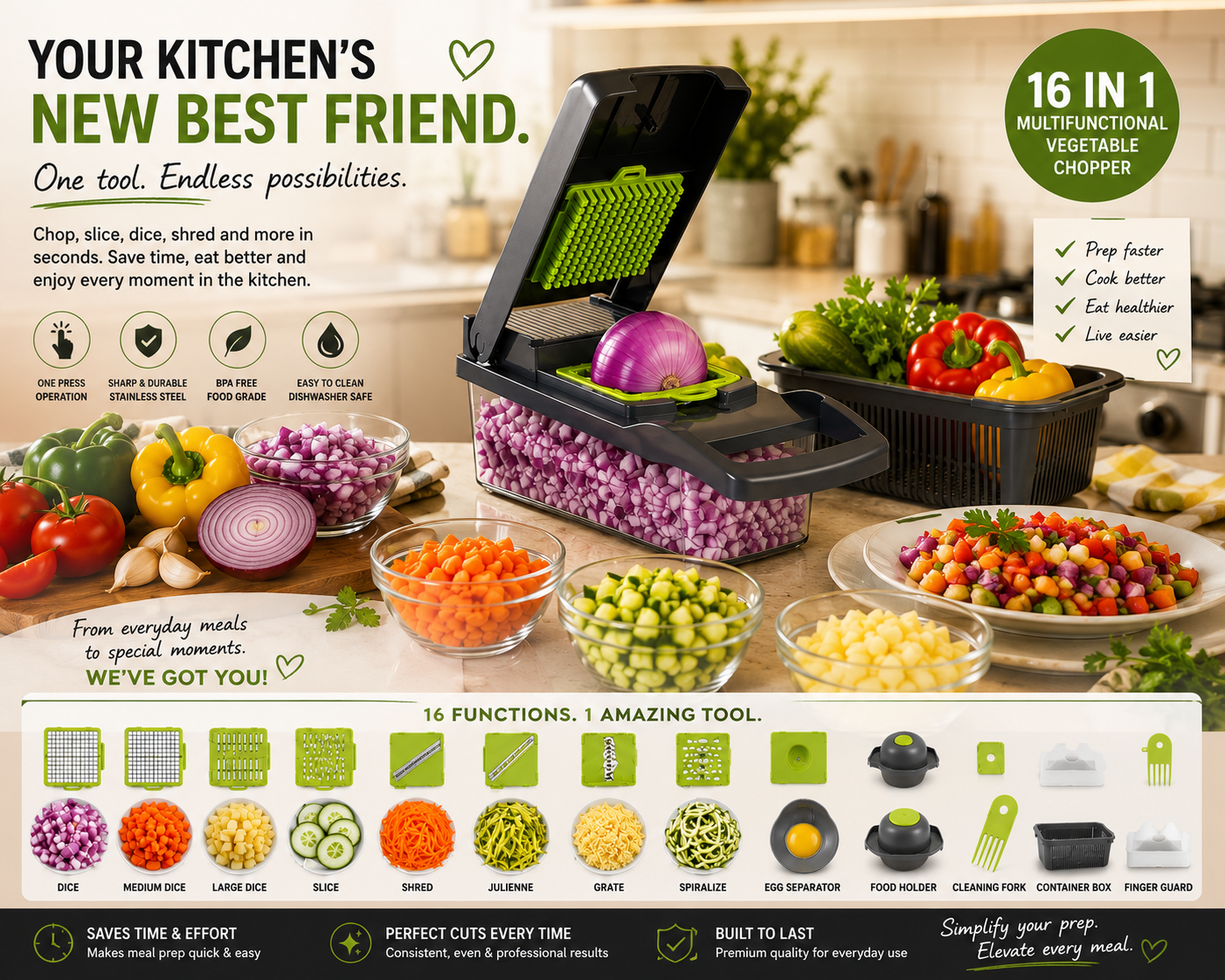 16 in 1 Multifunctional Vegetable Chopper and Slicer