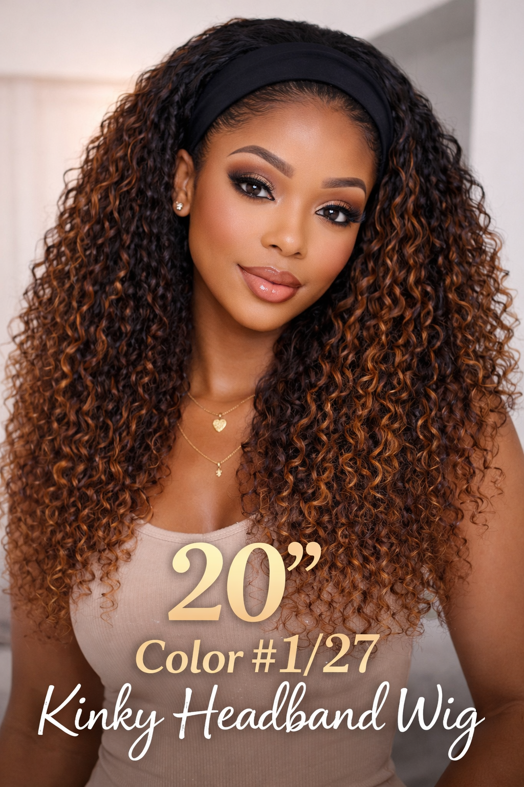 20 inch Human Hair Blend Headband Wig – Wavy Yaki & Kinky Styles